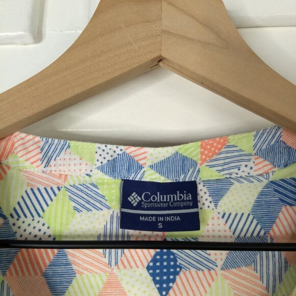 Columbia Geometric Pattern Night Gown Dress PFG Size Small Pockets Side Slit - Picture 6 of 16